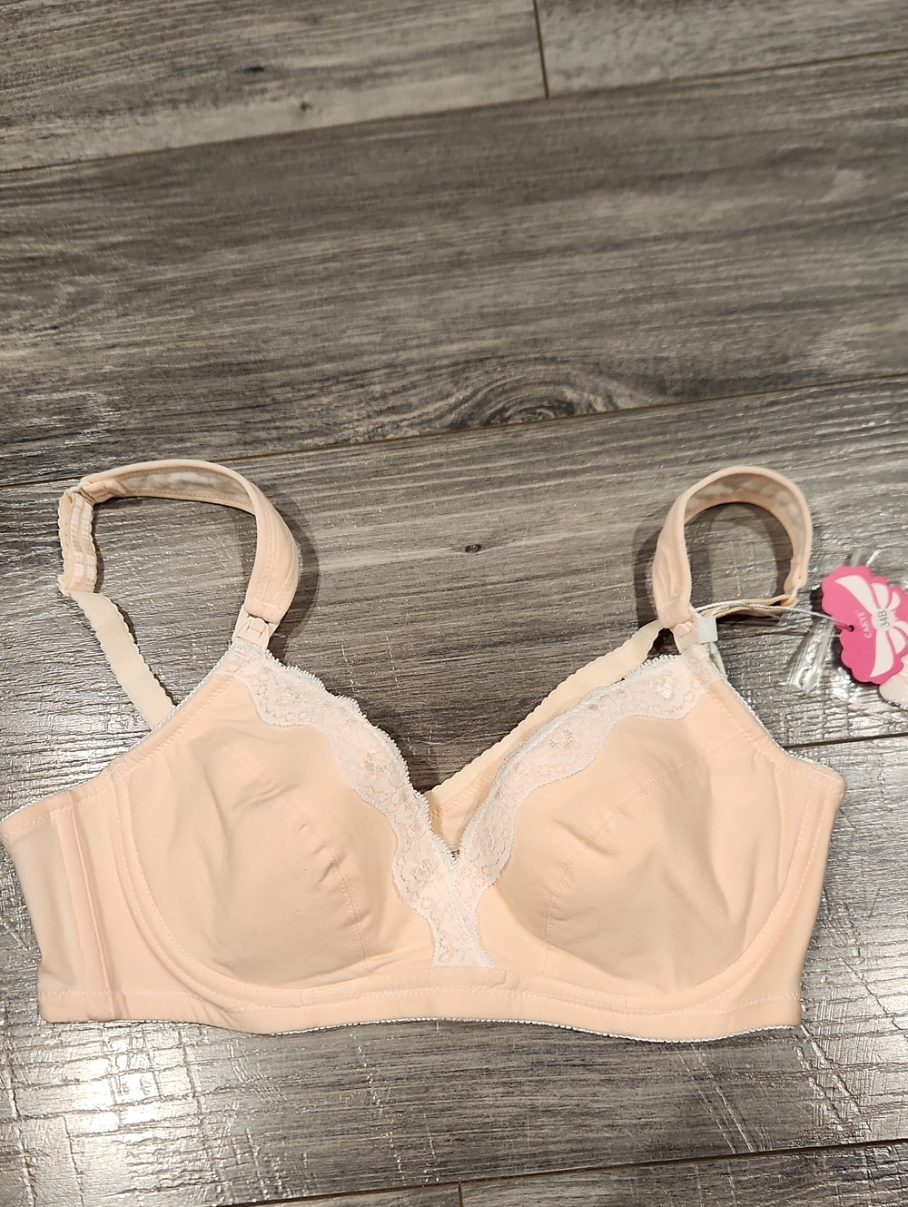 NWT Cakye Nursing Bra Women's Sz 34B Pink w/white Lace